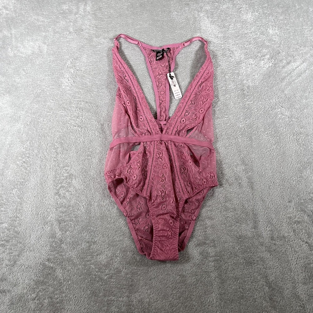 Victoria's Secret Teddy Bodysuit Womens XS Pink Lace Sheer Floral One‎ Piece NWT